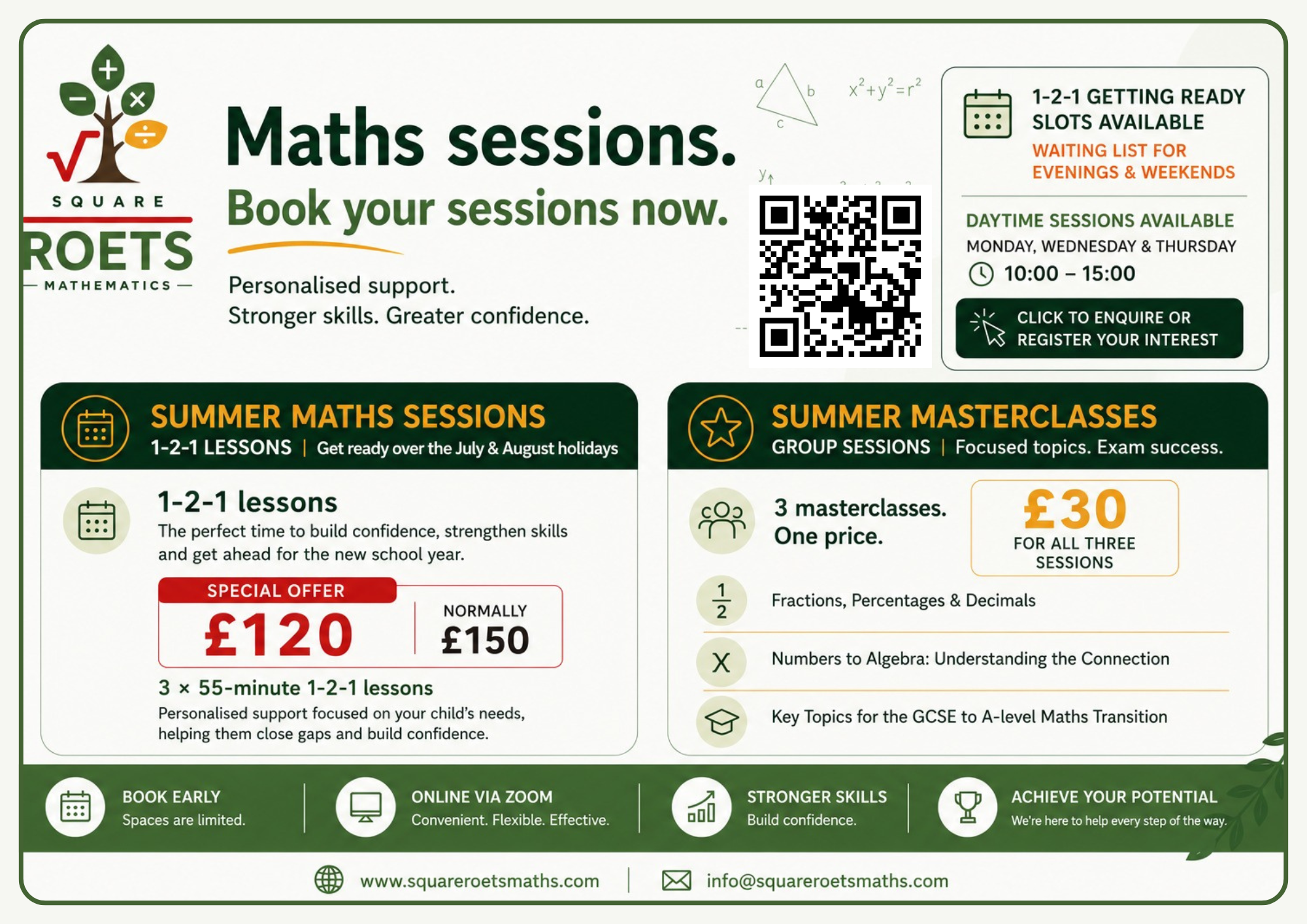 Autumn 2026 Flyer Summer Maths Sessions